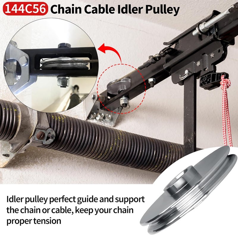 Pulems Garage Door Parts Opener Pulley 144C56, Aluminum Metal Pulley Compatible with Chamberlain, LiftMaster, Craftsman Opener Models - Replacement Cable Chain Drive Pulley Assembly for 1/2 & 1/3 HP Openers - Image 2